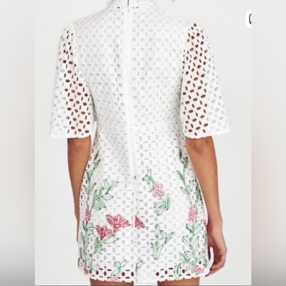 Zara White Mini Dress with Pink and Green Embroidery - Picture 2 of 4